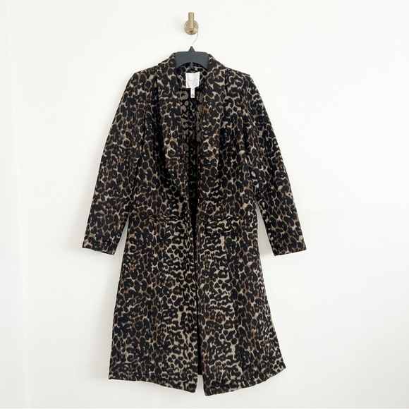 Leith Nordstrom Leopard Print Wool Blend Longline Light Coat Size XS - Picture 1 of 8